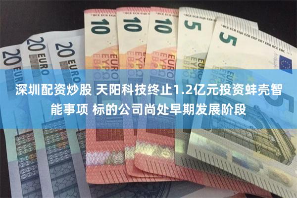 深圳配资炒股 天阳科技终止1.2亿元投资蚌壳智能事项 标的公司尚处早期发展阶段